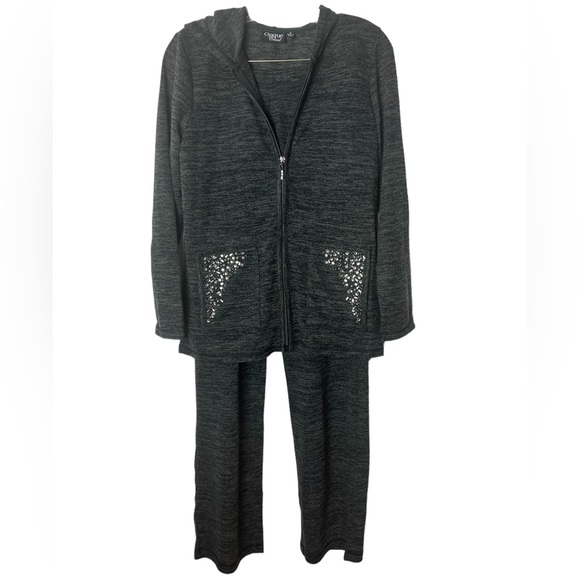 On Que Casuals Charcoal Heather Gray Pull on Knit stretch Pants - Picture 9 of 11